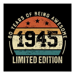Vintage 1945 Retro 80. Geburtstagsgeschenk Idee Poster