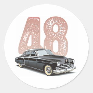Vintage 1948 Cadillac Coupé: schwarzes klassisches Runder Aufkleber