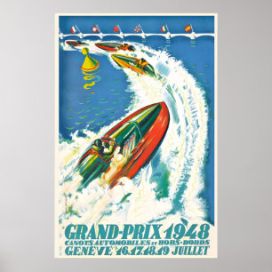 Vintage 1948 Grand Prix Rennwagen Poster Druck