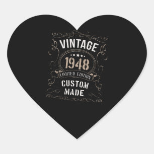Vintage 1948 limitierte Auflage, maßgeschneidert Herz-Aufkleber