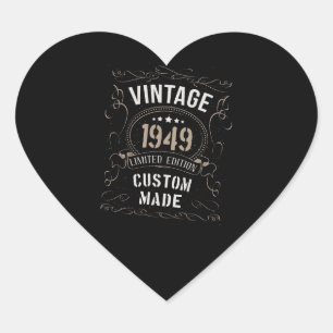 Vintage 1949 Limitierte Auflage Maßgeschneidert Herz-Aufkleber