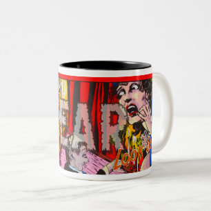 VINTAGE 1950-60er-COMIC-BUCHELEMENTE Zweifarbige Tasse