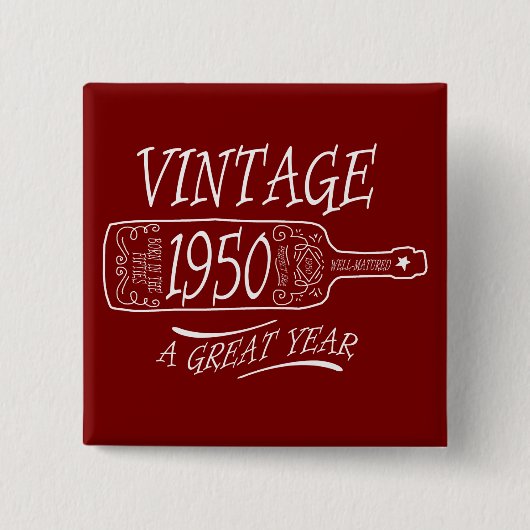 Vintage 1950 Ein Großartiges Jahr Button (Vorderseite)