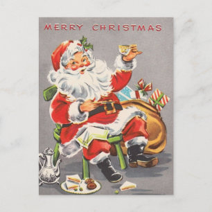 Vintage 1950 Weihnachten Santa Feiertags-Postkarte