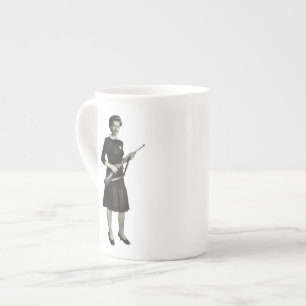 Vintage 1950er Jahre Gun Gal Bone China Kaffee Tee Porzellantasse