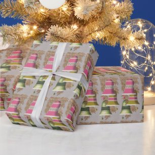 Vintage 1950er Jahre Hübsche Weihnachtsglocken Ros Geschenkpapier