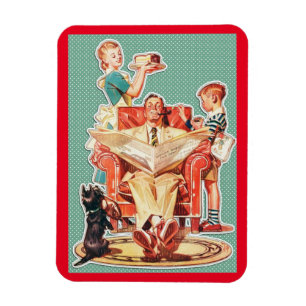 Vintage 1950er Jahre Kernfamilie 50er Jahre Hausfr Magnet