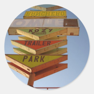 Vintage 1950er Jahre Route 66 Schild Retro Runder Aufkleber