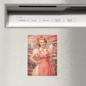 Vintage 1950s Diner Pin-Up Waitress Magnet (In Situ (Geschirrspüler))