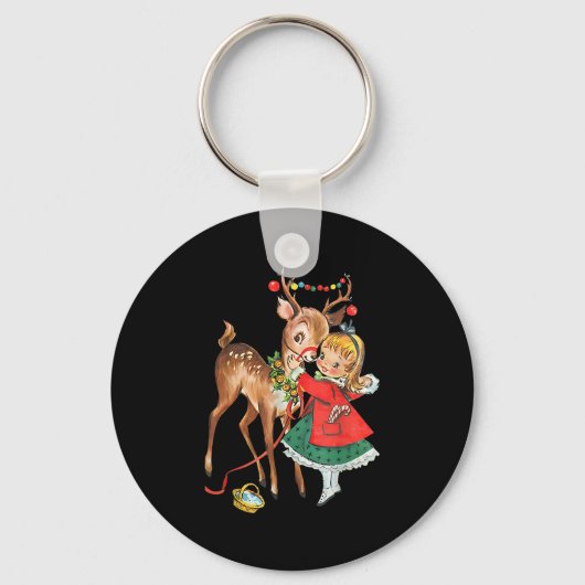 Vintage 1950s Old Fashioned Family Christmas Retro Schlüsselanhänger (Vorderseite)