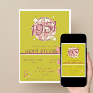 Vintage 1951 75th birthday retro Invitation Einladung