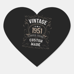 Vintage 1951 limitierte Auflage, maßgeschneidert Herz-Aufkleber