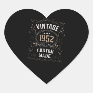 Vintage 1952 limitierte Auflage maßgeschneidert Herz-Aufkleber