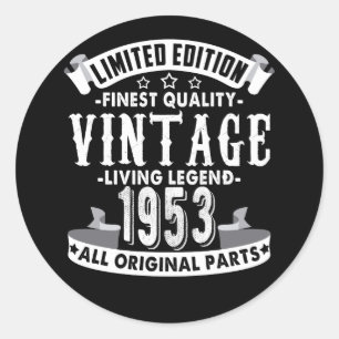 Vintage 1953 - 69. Geburtstag 69 Jahre alte B-Tag Runder Aufkleber