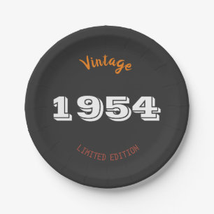 Vintage 1954 limitierte Auflage 70. Geburtstagsges Pappteller
