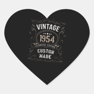 Vintage 1954 Limitierte Auflage Maßgeschneidert Herz-Aufkleber