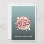 Vintage 1955 70. Geburtstag Retro blau Einladung (Rückseite)