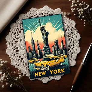 Vintage 1955 New Yorker Skyline Postkarte