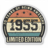 Vintage 1955 Retro 70. Geburtstagsjubiläum  Aufkleber (Vorderseite)