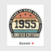 Vintage 1955 Retro 70. Geburtstagsjubiläum  Aufkleber (Blatt)