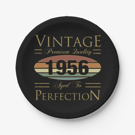 Vintage 1956 70. Geburtstag Pappteller (Vorderseite)