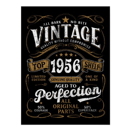 Vintage 1956 Birthday Aged to Perfection 70th Poster (Vorderseite)