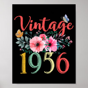 Vintage 1956 Floral Hippie Groovy Wildflower 70. Poster