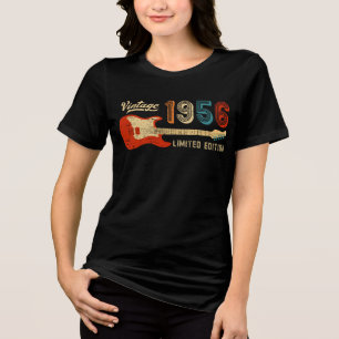 Vintage 1956 Geburtstagsgeschenk für E-Bassisten Tri-Blend Shirt