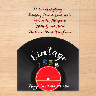 Vintage 1956 Record 70th Birthday Retro Stripe Acryleinladungen