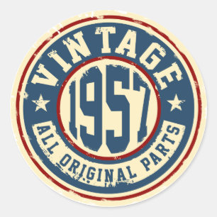 Vintage 1957 alle Vorlagen-Teile Runder Aufkleber
