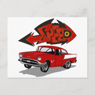 Vintage 1957 Chevy mit Graffiti-Text Geschwindigke Postkarte