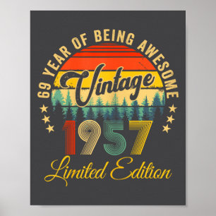 Vintage 1957 Limitierte Auflage 69 Jahre alt 69. G Poster