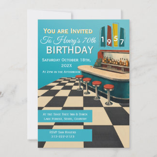 Vintage 1957 Retro-Diner 70. Geburtstag Einladung