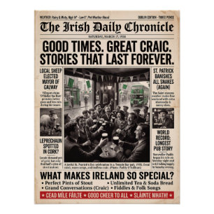Vintage 1958 Irish Daily Chronicle: St. Patrick's  Poster
