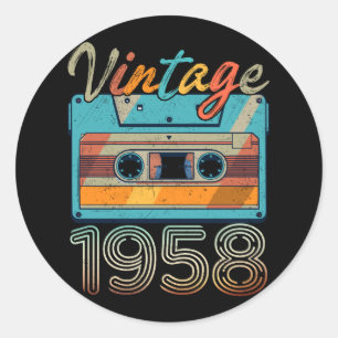 Vintage 1958 Kassette Retro 65. Geburtstag 65  Runder Aufkleber