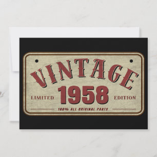 Vintage 1958 Limitierte Auflage Alle Originalteile Einladung