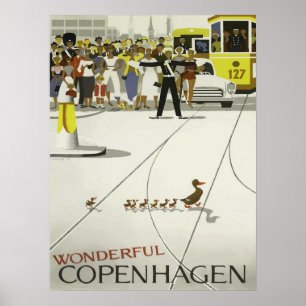 Vintage 1959 dänische Reise-Werbung Poster