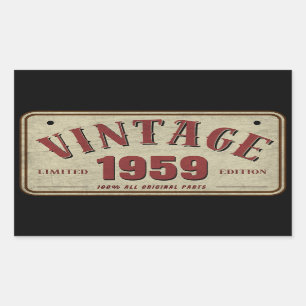 Vintage 1959 Limitierte Auflage Alle Originalteile Rechteckiger Aufkleber