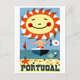 Vintage 1959 Portugal Strand Reiseplakat Postkarte