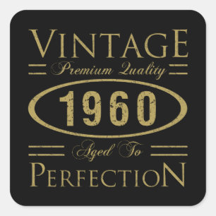 Vintage 1960 60. Geburtstag Premium-Qualität Quadratischer Aufkleber