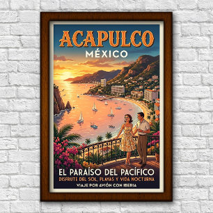 Vintage 1960er Jahre Acapulco, Mexiko Reiseplakat Poster