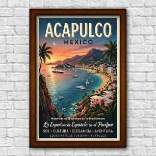 Vintage 1960er Jahre Acapulco, Mexiko Reiseplakat Poster