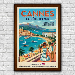 Vintage 1960er Jahre Cannes, Frankreich Reiseplaka Poster