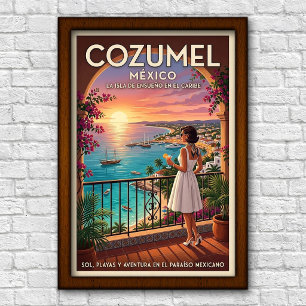 Vintage 1960er Jahre Cozumel, Mexiko Reiseplakat Poster
