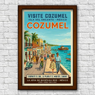 Vintage 1960er Jahre Cozumel, Mexiko Reiseplakat Poster