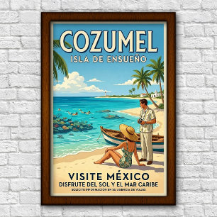 Vintage 1960er Jahre Cozumel, Mexiko Reiseplakat Poster
