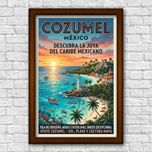Vintage 1960er Jahre Cozumel, Mexiko Reiseplakat Poster