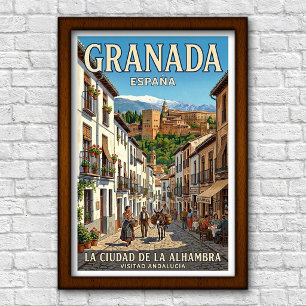 Vintage 1960er Jahre Granada, Spanien Reiseplakat Poster