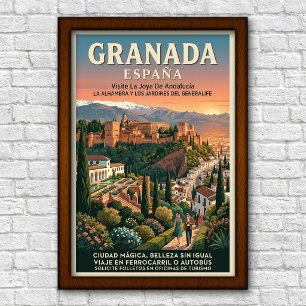 Vintage 1960er Jahre Granada, Spanien Reiseplakat Poster