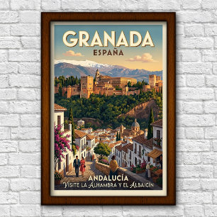 Vintage 1960er Jahre Granada, Spanien Reiseplakat Poster